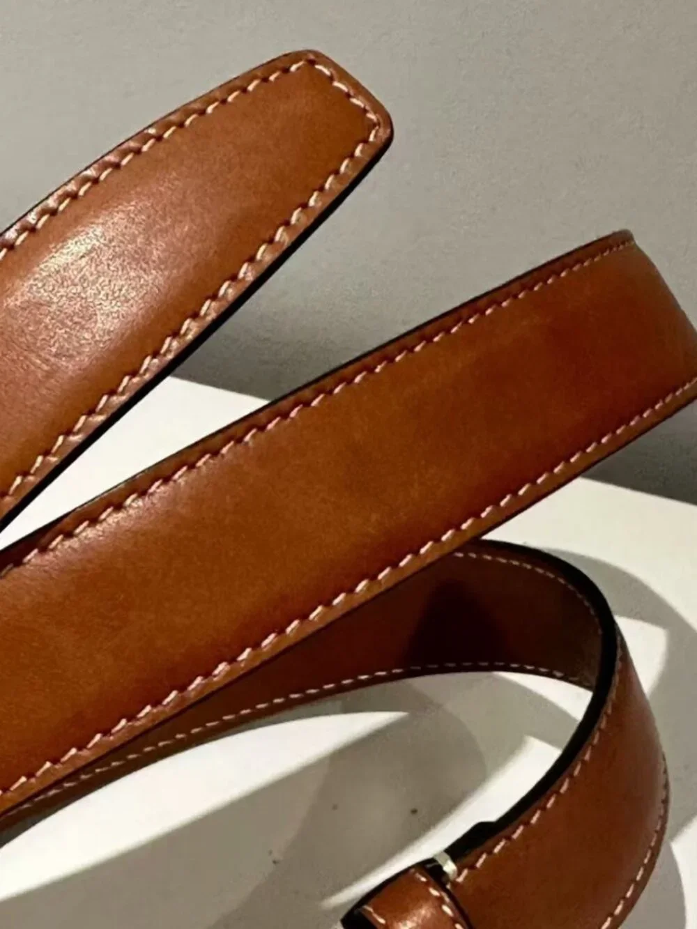 Celine Triomphe Buckle Thin Leather Waist Belt